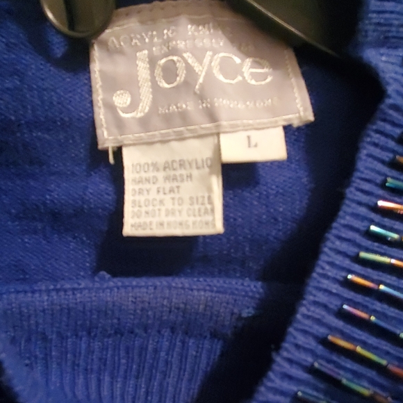 Royal Blue Embroidered Christmas Bow Sweater Large - Picture 6 of 6